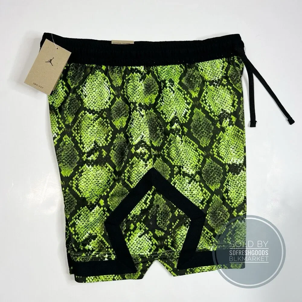 Jordan Brand Men's Dri-FIT Mesh Diamond Shorts  Electric Green HF9907-358 Size L